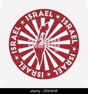 Cachet d'Israël. Voyager tampon en caoutchouc rouge avec la carte du pays, illustration vectorielle. Illustration de Vecteur