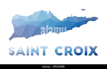 Carte poly basse de Sainte Croix. Illustration géométrique de l'île. Carte polygonale de Sainte Croix. Technologie, Internet, concept de réseau. Illustration vectorielle Illustration de Vecteur