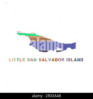 Carte de Little San Salvador Island. Forme de l'île avec de belles vagues géométriques et texture grunge. Illustration vectorielle étonnante. Illustration de Vecteur