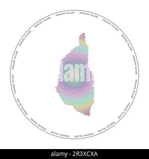 Logo rond de Penang Island. Forme de style numérique de l'île Penang en cercle pointillé avec le nom de l'île. Icône technique avec points en dégradé. Élégant vecteur illus Illustration de Vecteur