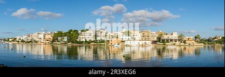 Porto Petro, port de pêche traditionnel, Santanyi, Iles baléares, Espagne. Banque D'Images