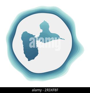 Logo de Basse-Terre Island. Badge de l'île. Signe circulaire superposé autour de la forme de Basse-Terre. Illustration vectorielle moderne. Illustration de Vecteur
