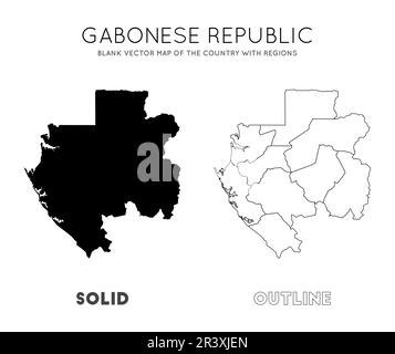 Carte du Gabon. Carte vectorielle vierge du pays avec les régions. Frontières du Gabon pour votre infographie. Illustration vectorielle. Illustration de Vecteur
