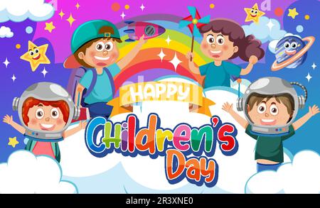 Illustration de la bannière « Happy Children's Day » Illustration de Vecteur