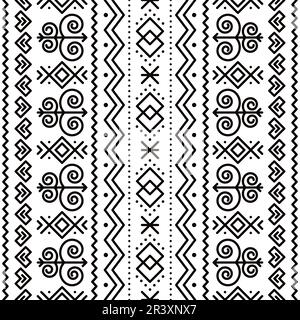 Slovaque tribal folk art vecteur sans couture modèle géométrique motif - vertical deisgn inspiré de l'art peint traditionnel du village Cicman Illustration de Vecteur