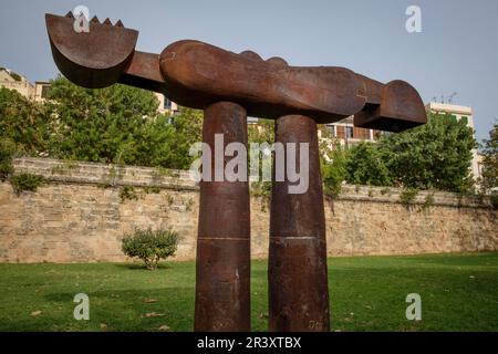 Tòtem, Alfons Sard, 1990, Hierro, Parc de la Mar, Palma, Majorque, îles Baléares, Espagne. Banque D'Images