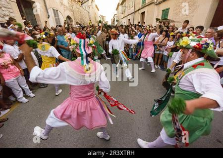 Cossiers de Montuïri, grupo de danzadores,Montuïri, Islas Baleares, Espagne. Banque D'Images