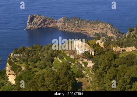 Miramar y punta de sa Foradada.Sierra de Tramuntana.Mallorca.Baleares.España. Banque D'Images