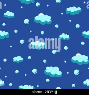 Motif sans couture Vector SOAP Bubbles. Concept de nettoyage. Fond d'eau. Texture dessinée à la main. Illustration de Vecteur