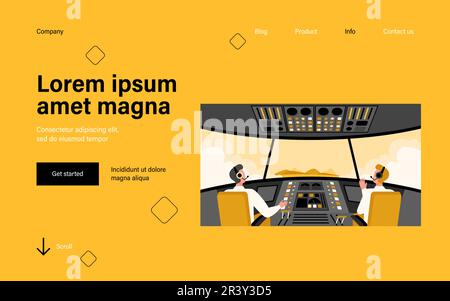 Illustration vectorielle plate isolée de cockpit d'avion colorée Illustration de Vecteur