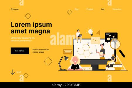 Des étudiants heureux ou des élèves qui regardent le séminaire en ligne Illustration de Vecteur