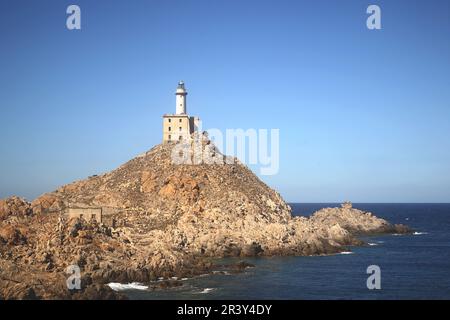 Phare de Punta Scorno sur l'île d'Asinara Banque D'Images