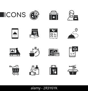 Aliments à emporter et livraison - ensemble d'icônes de style de conception de ligne Illustration de Vecteur