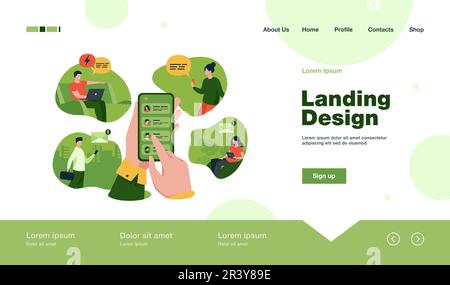 Utilisateur de téléphone mobile partageant des nouvelles en ligne Illustration de Vecteur