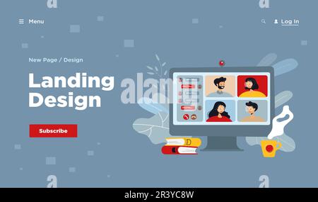 Réunions en ligne par vidéoconférence Illustration de Vecteur