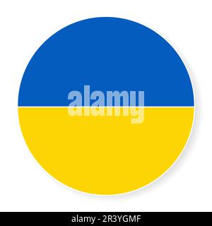 L'image du drapeau de l'Ukraine sous la forme d'un cercle avec un trait et une ombre. Vecteur Illustration de Vecteur