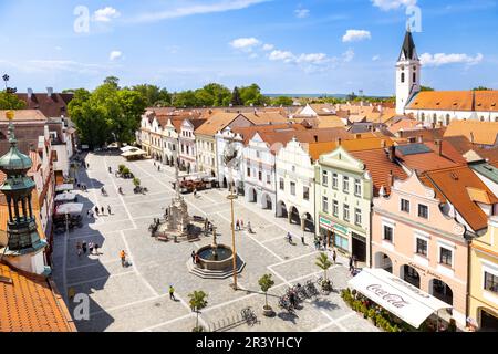 Masarykovo Namesti, mestska pamatkova zona, Trebon, Jizni Cechy, Ceska Republika / place Masaryk, ville protégée, réserve de Trebon, ville du sud de la Bohême, Banque D'Images