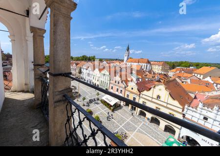 Masarykovo Namesti, mestska pamatkova zona, Trebon, Jizni Cechy, Ceska Republika / place Masaryk, ville protégée, réserve de Trebon, ville du sud de la Bohême, Banque D'Images