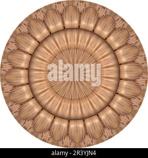 Motif décoratif en bois sculpté et tissé, illustration de 3D. Banque D'Images