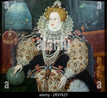 Elizabeth I, 1533-1603 (le « Portrait Armada »), peinture, 1588, Musée de la Reine de l'école anglaise, Greenwich, Londres, Royaume-Uni. Banque D'Images