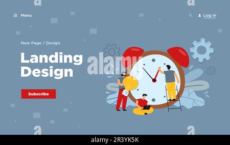 Les personnes qui travaillent avec un réveil sont minuscules Illustration de Vecteur