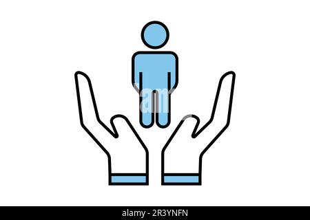Icône inclusion d'équité sociale. icône liée à l'aide ou au soutien des employés, aux soins communautaires, à la diversité de l'âge et de la culture. Motif icône bicolore. Simple Illustration de Vecteur