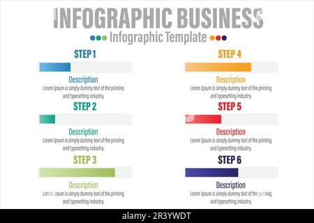Infographie d'affaires sur le bar moderne. Modèle graphique à barres. Infographie abstraite sur l'entreprise numérique. Peut être utilisé pour le processus de flux de travail, business pyr Illustration de Vecteur