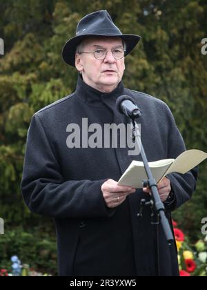 Le premier ministre de Saxe-Anhalt, le Dr Reiner Haseloff, a organisé un événement CDU le jour du souvenir au Mémorial de Magda Banque D'Images