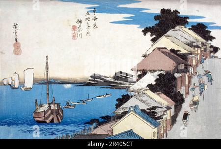 Kanagawa par Utagawa Hiroshige (1797 -1858), imprimé color block, époque Edo, Banque D'Images