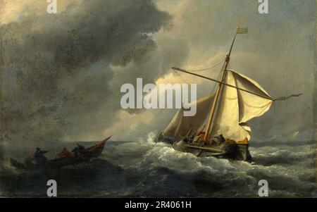 Titre complet: Un navire hollandais dans une brise forte artiste: Willem van de Velde Date de fabrication: Vers 1670 Banque D'Images