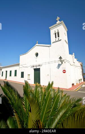 Iglesia de Fornells.Bahia de Fornells.Menorca.Reserva de la Bioesfera.Illes Balears.España Banque D'Images