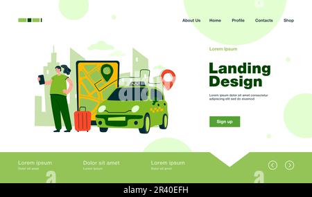 Personne commandant le taxi à l'aéroport en ligne Illustration de Vecteur