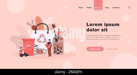 Grand sac de shopping durable et personnes minuscules Illustration de Vecteur