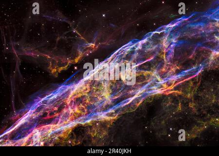 Détail d'une petite section de la nébuleuse de Veil, connue sous le nom de NGC 6960, la nébuleuse de Witch. Banque D'Images