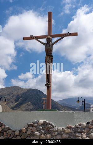 Statue du Christ de la Fraternité à Manzano Historico, province de Mendoza, Argentine. Banque D'Images