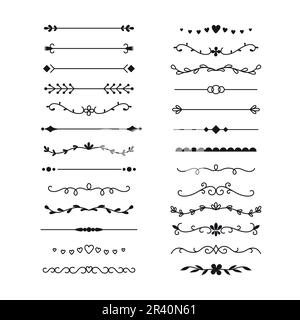 Jeu de séparateurs, bordures, lignes dessinées à la main. Éléments de design vintage élégants. Illustration de Vecteur