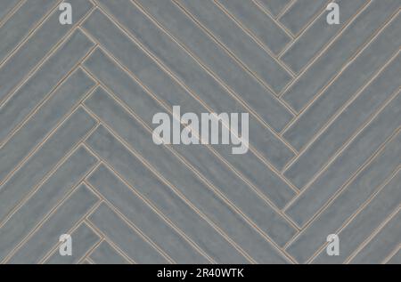 Motif long de carreaux gris bleu avec finition brillante, motif diagonal sur un mur, image d'arrière-plan. Exemple de modèle de nuance de couleur. Banque D'Images