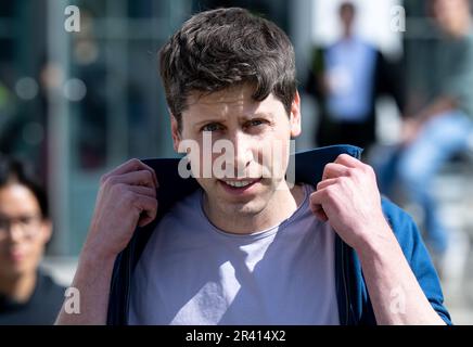 Munich, Allemagne. 25th mai 2023. Sam Altman, PDG d'OpenAI et inventeur du logiciel ai ChatGPT, rejoint l'Université technique de Munich (TUM) pour une discussion en groupe. Credit: Sven Hoppe/dpa/Alay Live News Banque D'Images