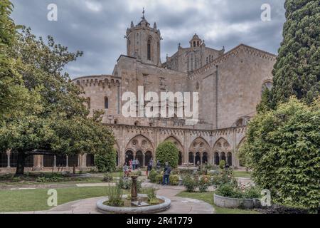 Cathédrale Basilique Metropolitan et primat de Santa Tecla la plus grande de Catalogne dans le style gothique précoce dans la ville de Tarragone, Catalogne, Espagne, Banque D'Images