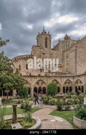 Cathédrale Basilique Metropolitan et primat de Santa Tecla la plus grande de Catalogne dans le style gothique précoce dans la ville de Tarragone, Catalogne, Espagne, Banque D'Images