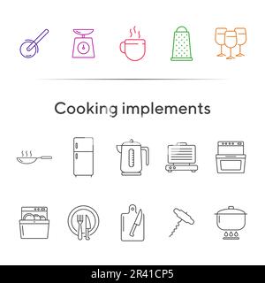 Icônes des outils de cuisson Illustration de Vecteur