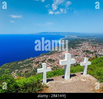 Trois croix sur Saint Elia mont haut. Banque D'Images