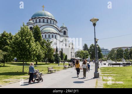 Belgrade, Serbie - 05-20-2023: Église de saint-Sava, à l'extérieur d'un angle Banque D'Images