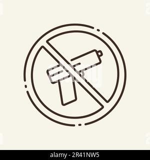 Icône d'interdiction de ligne mince d'arme Illustration de Vecteur