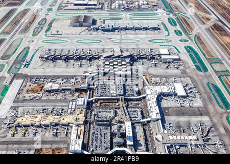 Vue aérienne de l'aéroport international de Los Angeles aux États-Unis Banque D'Images