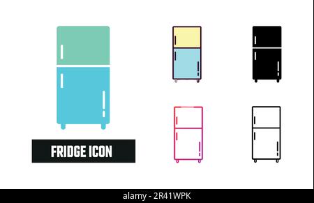 Illustration du vecteur de jeu d'icônes de réfrigérateur Illustration de Vecteur