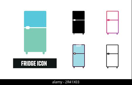 Illustration du vecteur de jeu d'icônes de réfrigérateur Illustration de Vecteur
