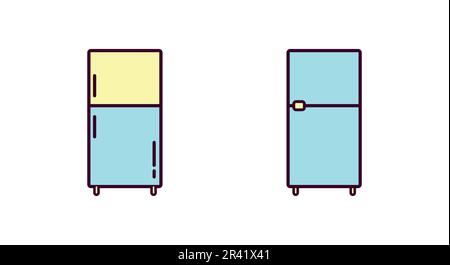 Illustration du vecteur d'icône de réfrigérateur. Icône de couleur de ligne du réfrigérateur Illustration de Vecteur