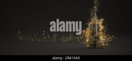 Violon Golden Sheet Music Banque D'Images