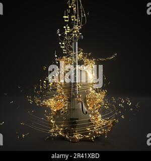 Violon Golden Sheet Music Banque D'Images